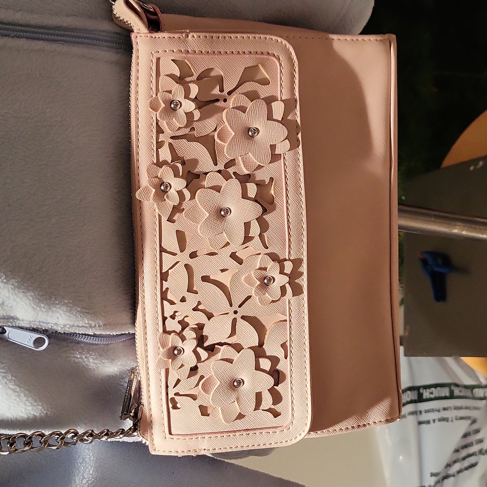 FINAL PRICE Liz Claiborne Pale pink handbag, floral/flower detailing